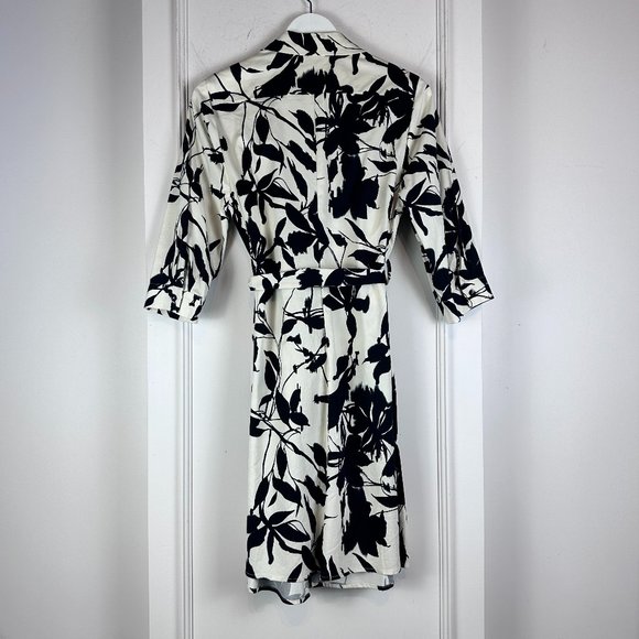 La Fée Maraboutée White and Black Leaf-Print Tie-Waist Shirtdress - Picture 2 of 9